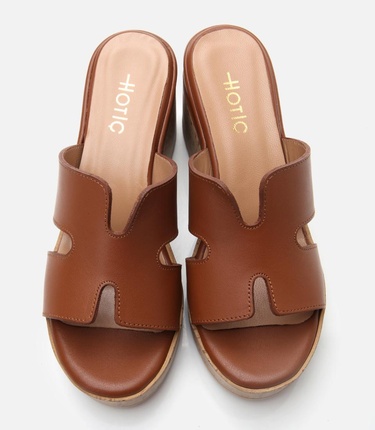  Kadın Deri Taba Dolgu Topuklu Terlik