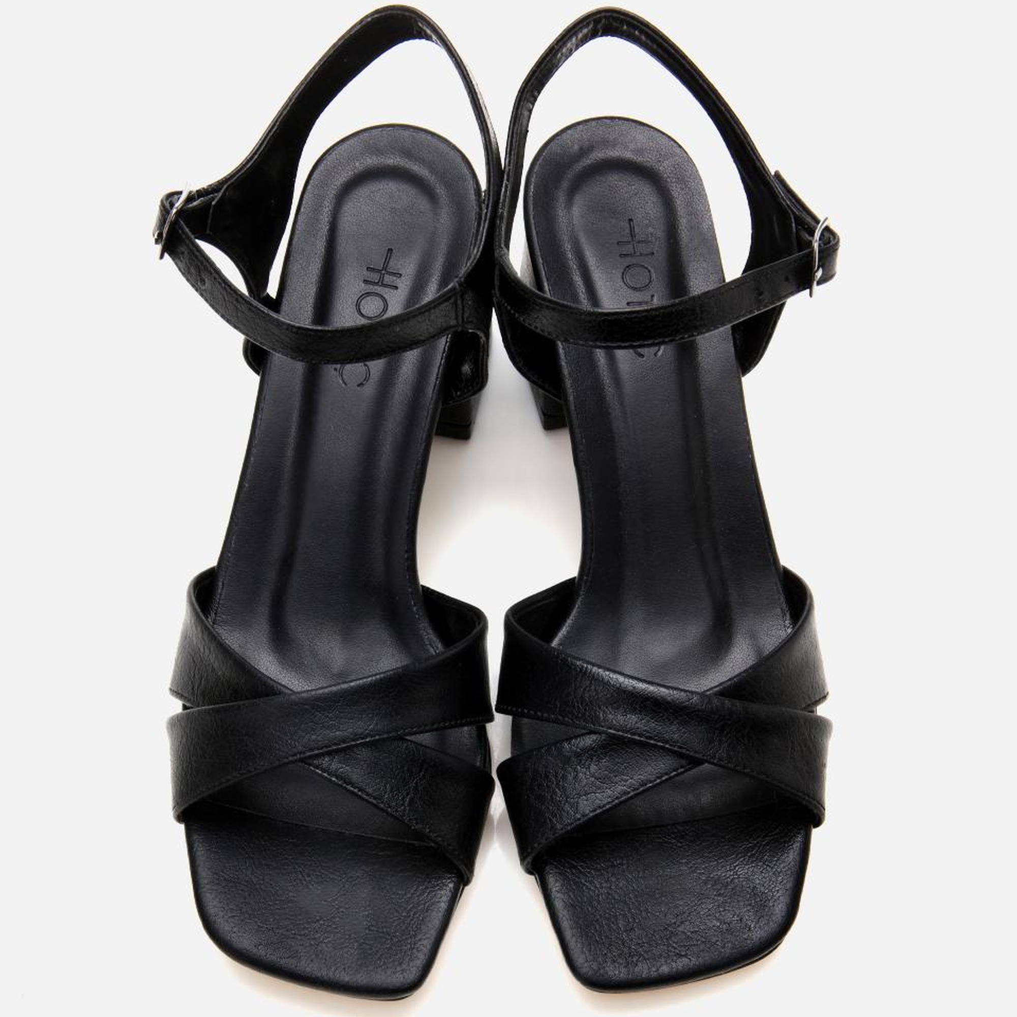 Kadın Rugan Siyah Abiye Kalın Topuklu Sandalet