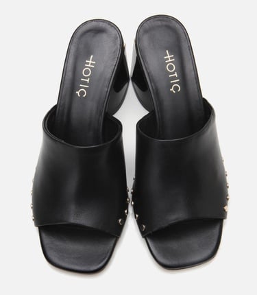  Kadın Deri Siyah Topuklu Terlik