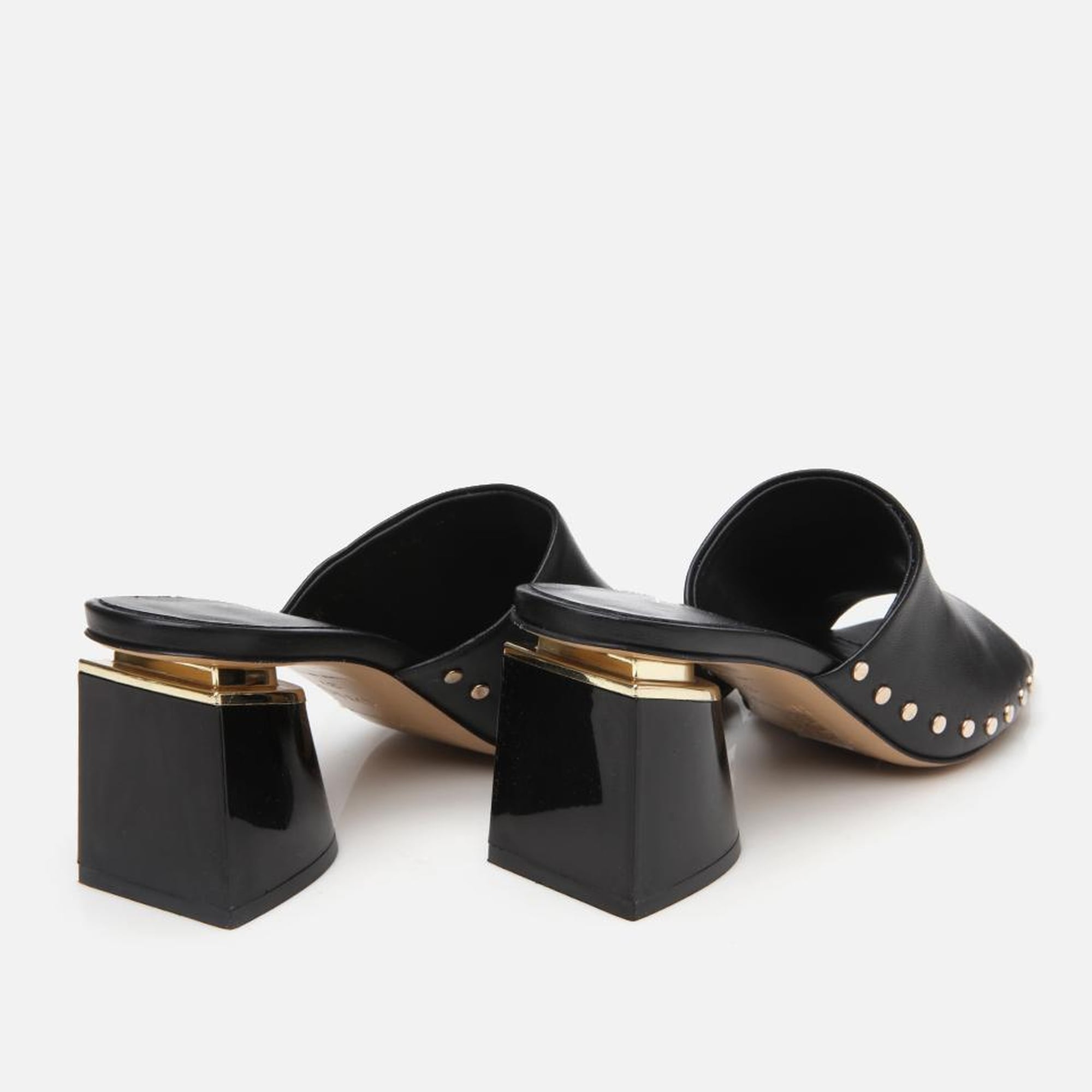 Kadın Deri Siyah Topuklu Terlik