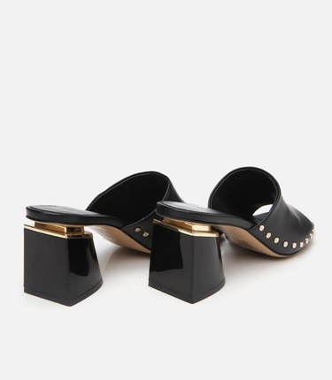  Kadın Deri Siyah Topuklu Terlik