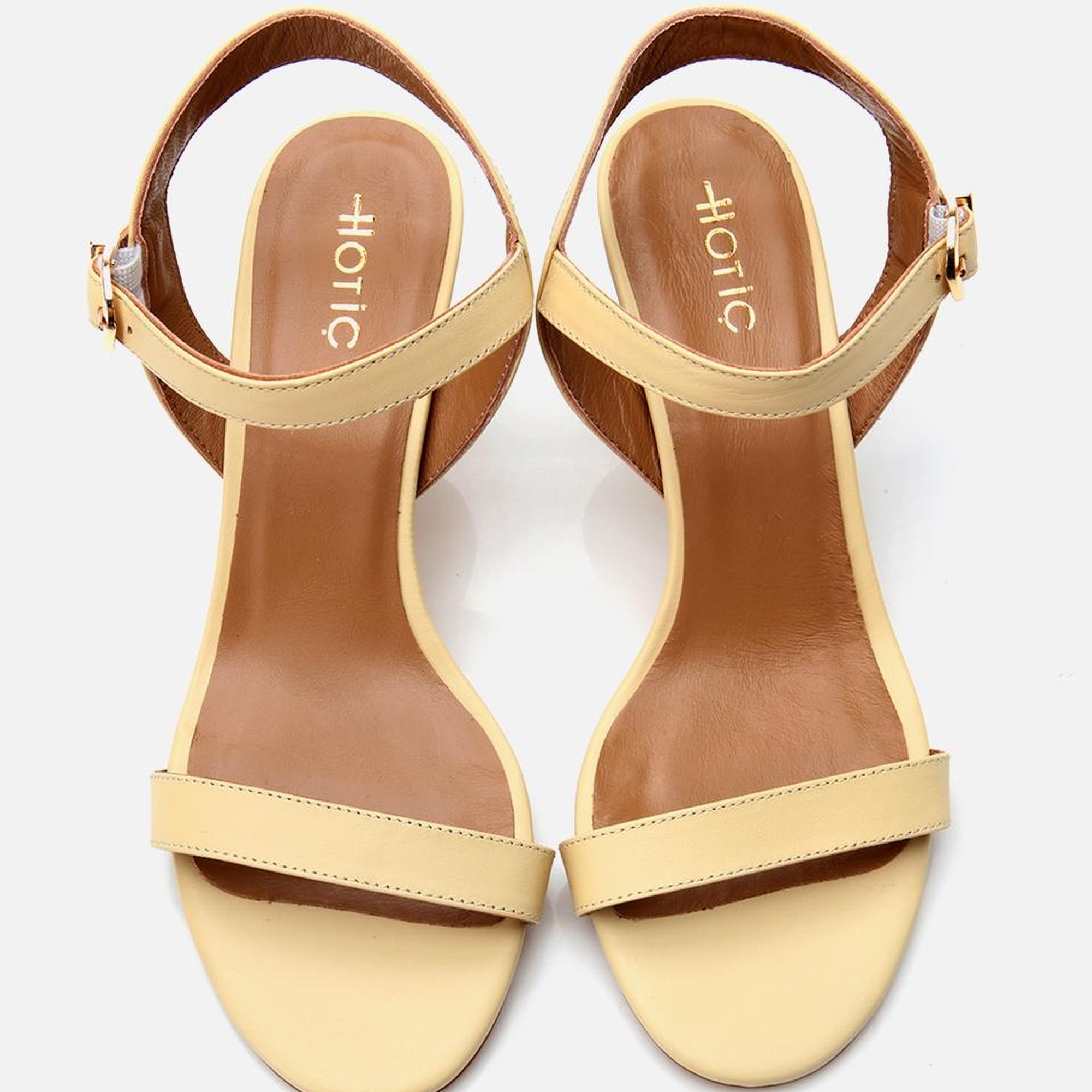 Kadın Deri Sarı Kemerli Topuklu Sandalet