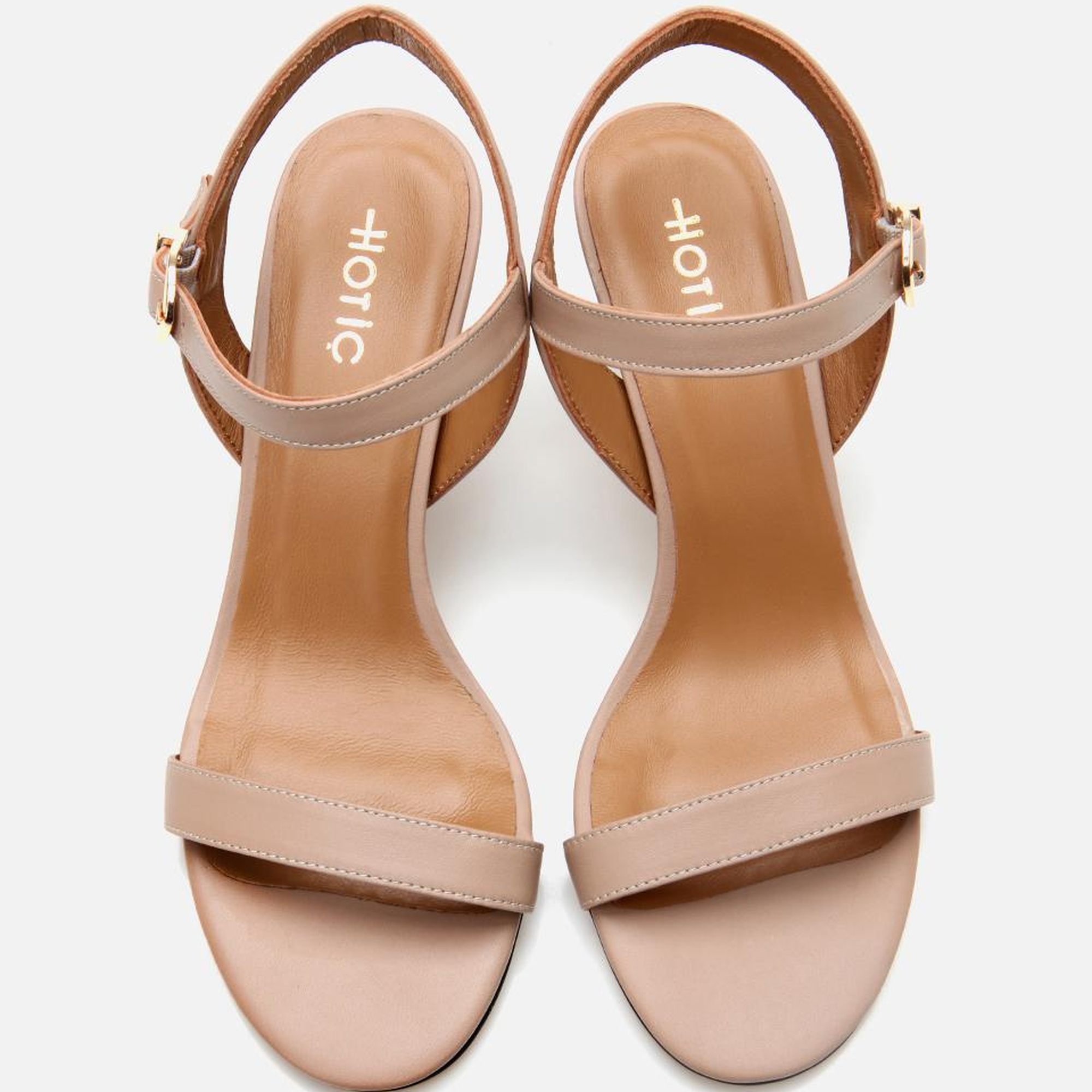 Kadın Deri Bej Kemerli Topuklu Sandalet