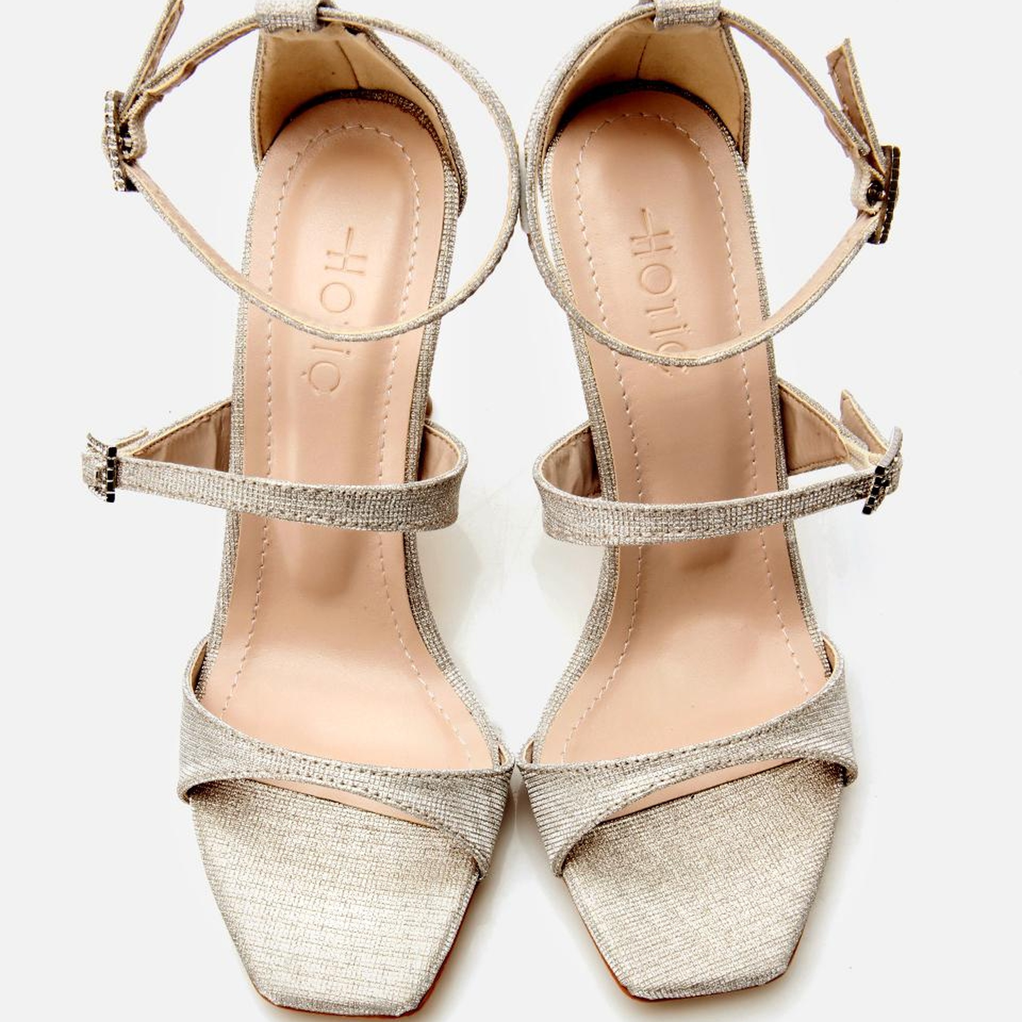 Kadın Gold Simli Abiye Topuklu Sandalet