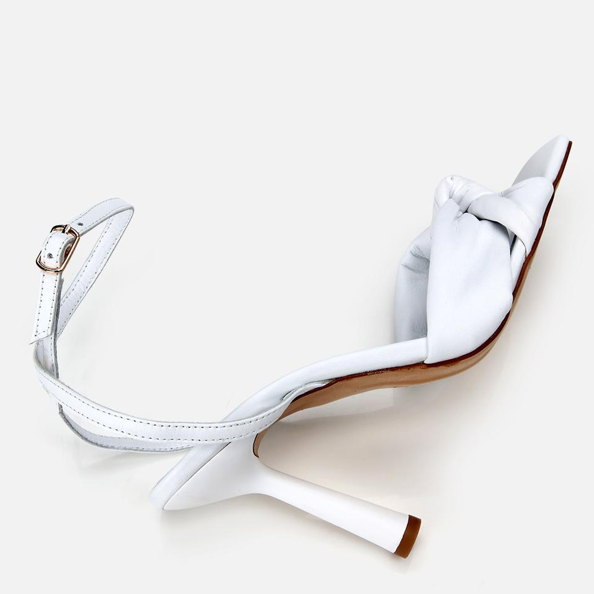 Kadın Deri Beyaz Kemerli Topuklu Sandalet