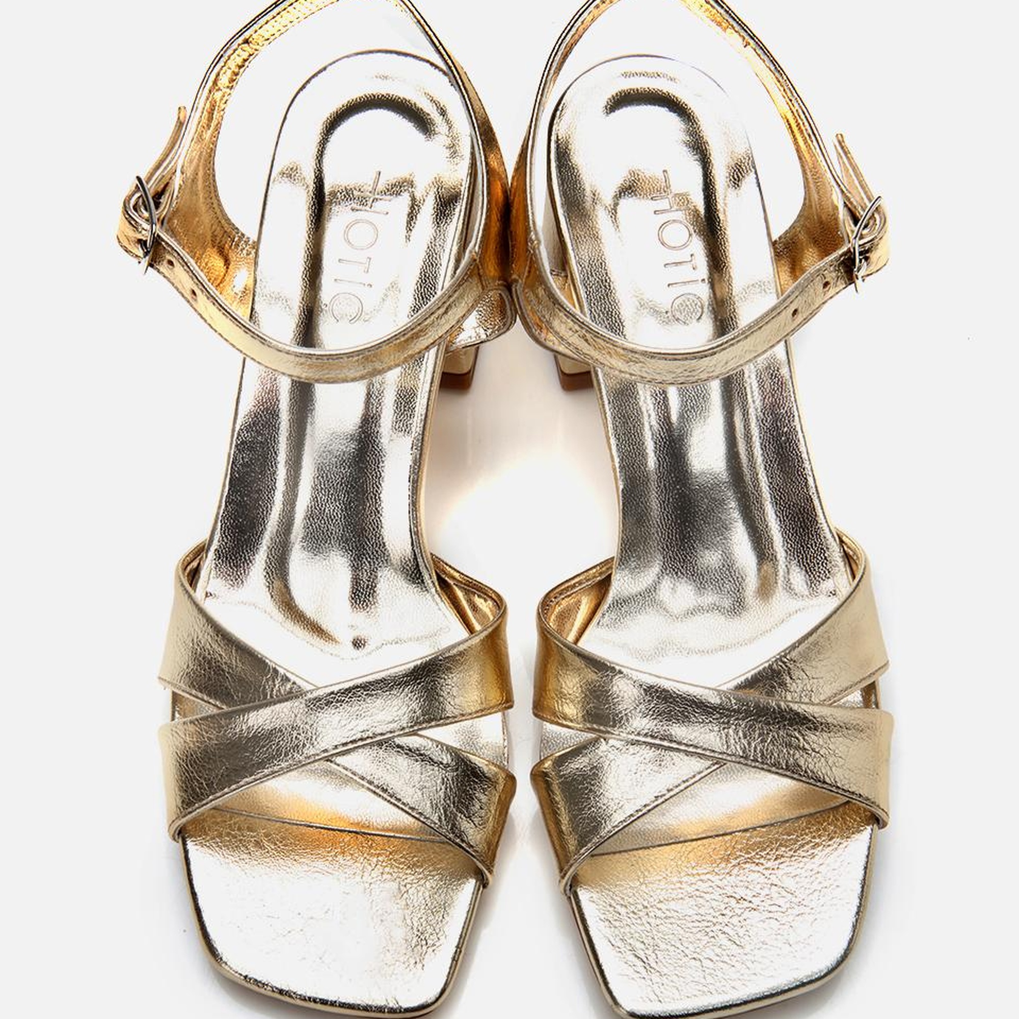 Kadın Gold Abiye Kalın Topuklu Sandalet