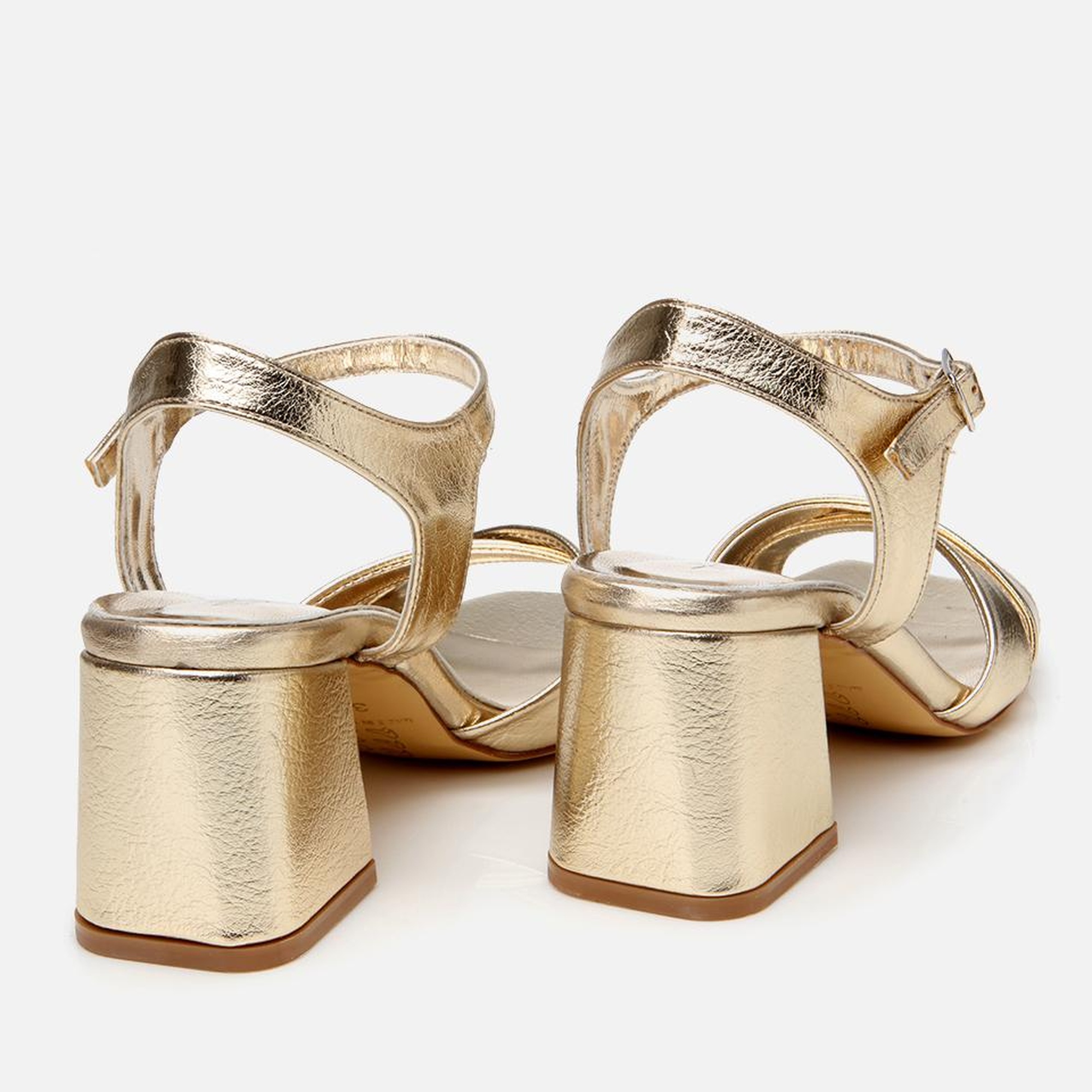 Kadın Gold Abiye Kalın Topuklu Sandalet