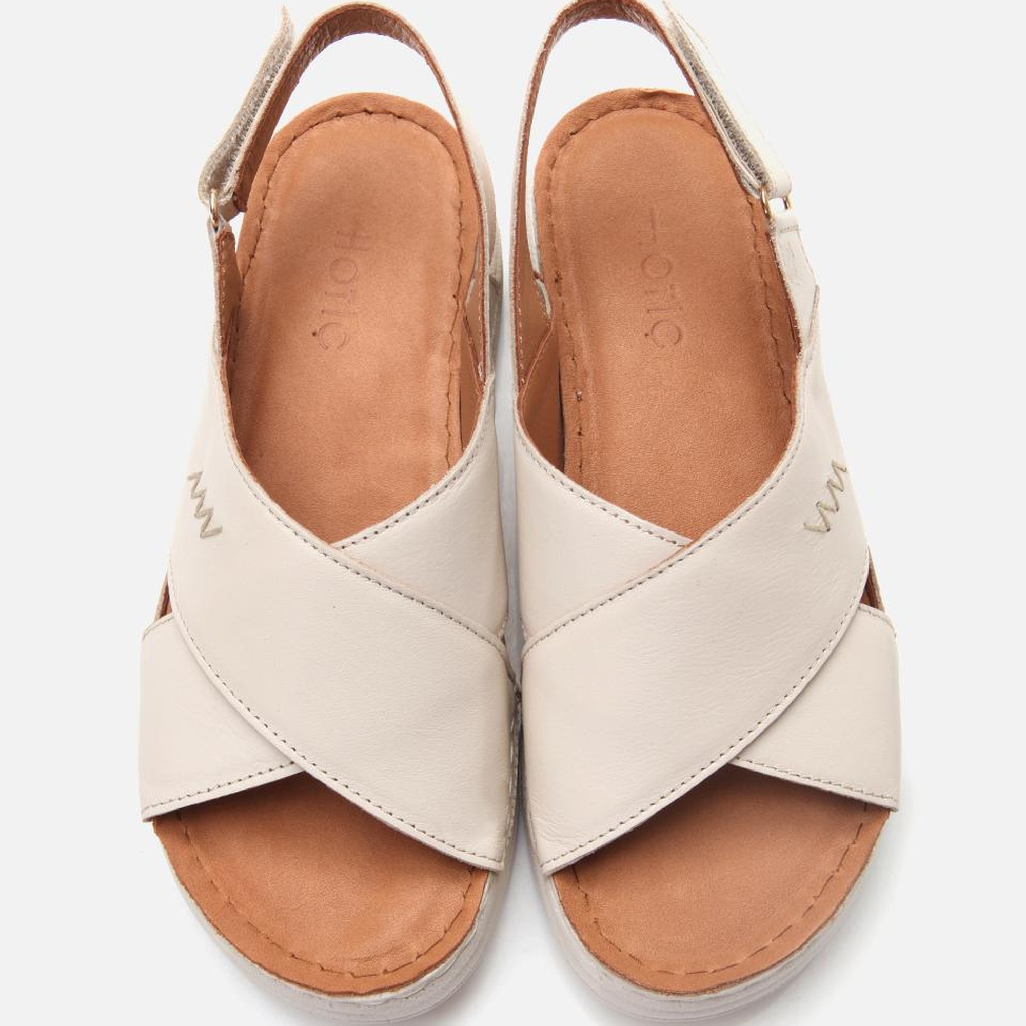 Kadın Deri Bej Ayarlanabilir Comfort Sandalet