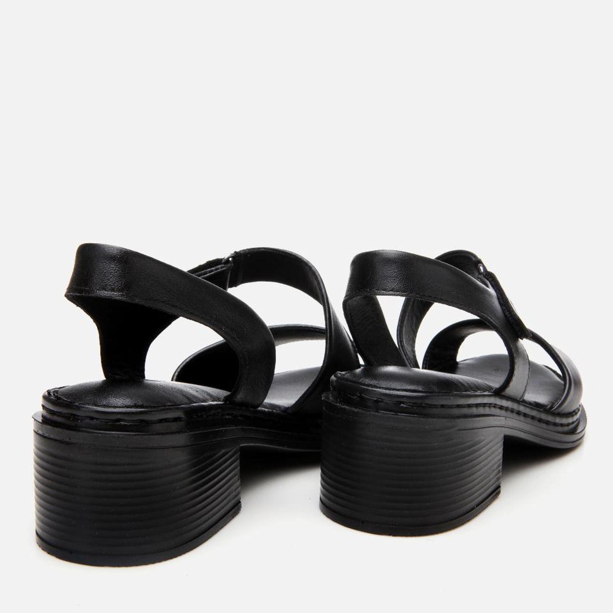 Kadın Deri Siyah Ayarlanabilir Rahat Topuklu Sandalet