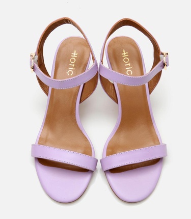  Kadın Deri Mor Kemerli Topuklu Sandalet