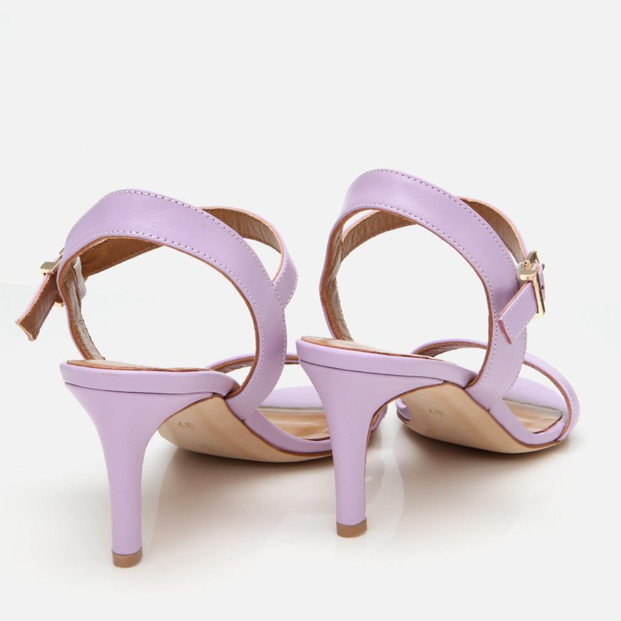 Kadın Deri Mor Kemerli Topuklu Sandalet