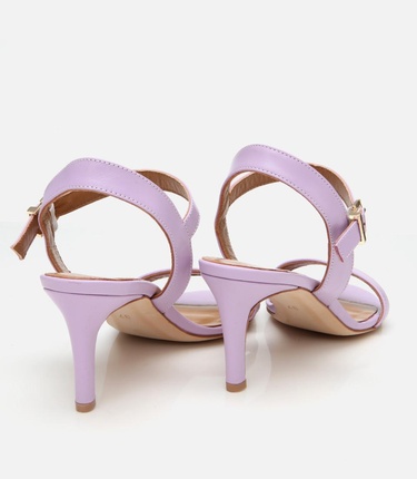  Kadın Deri Mor Kemerli Topuklu Sandalet