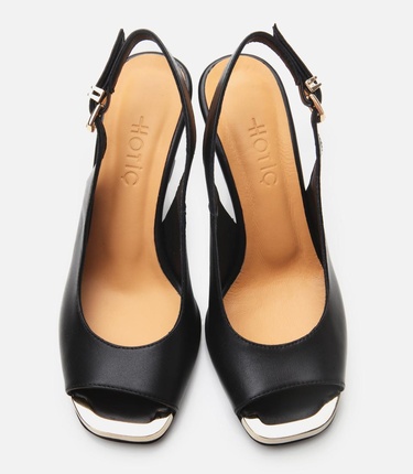  Kadın Deri Siyah Topuklu Sandalet