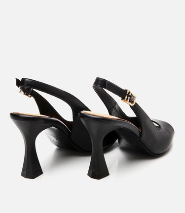  Kadın Deri Siyah Topuklu Sandalet