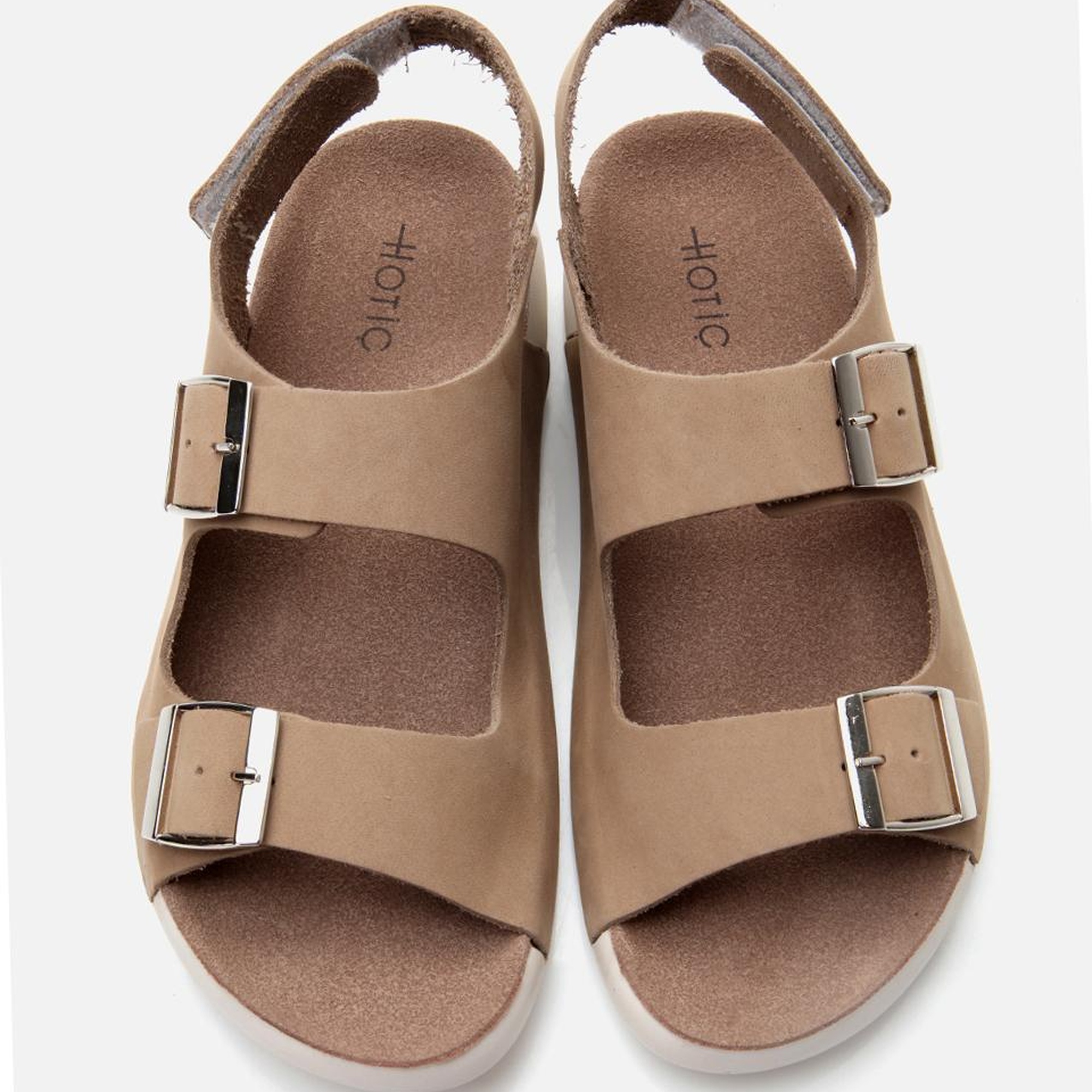 Kadın Nubuk Deri Bej Ayarlanabilir Sandalet