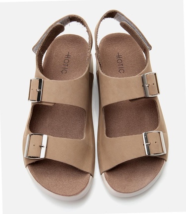  Kadın Nubuk Deri Bej Ayarlanabilir Sandalet