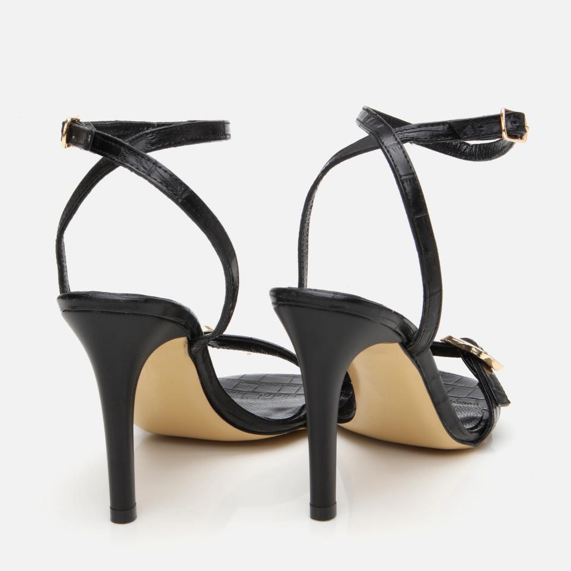 Kadın Deri Siyah Kemerli Topuklu Sandalet