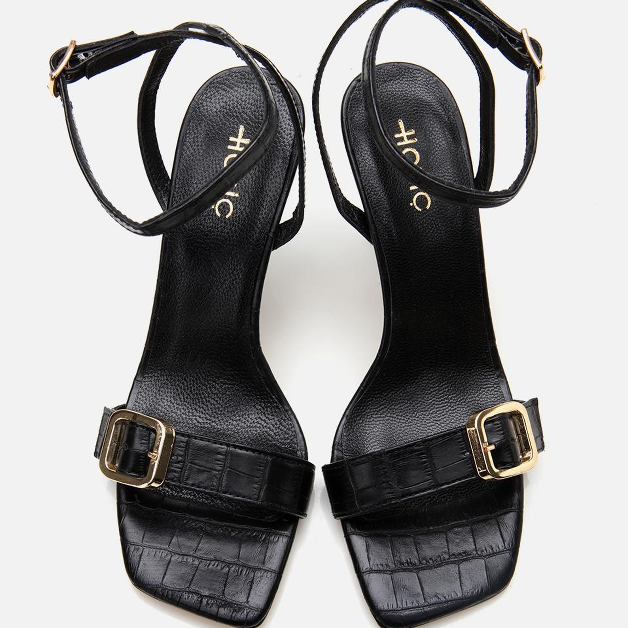 Kadın Deri Siyah Kemerli Topuklu Sandalet