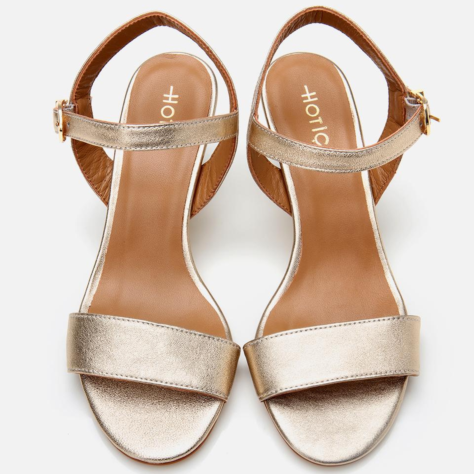 Kadın Deri Gold Kemerli Abiye Topuklu Sandalet