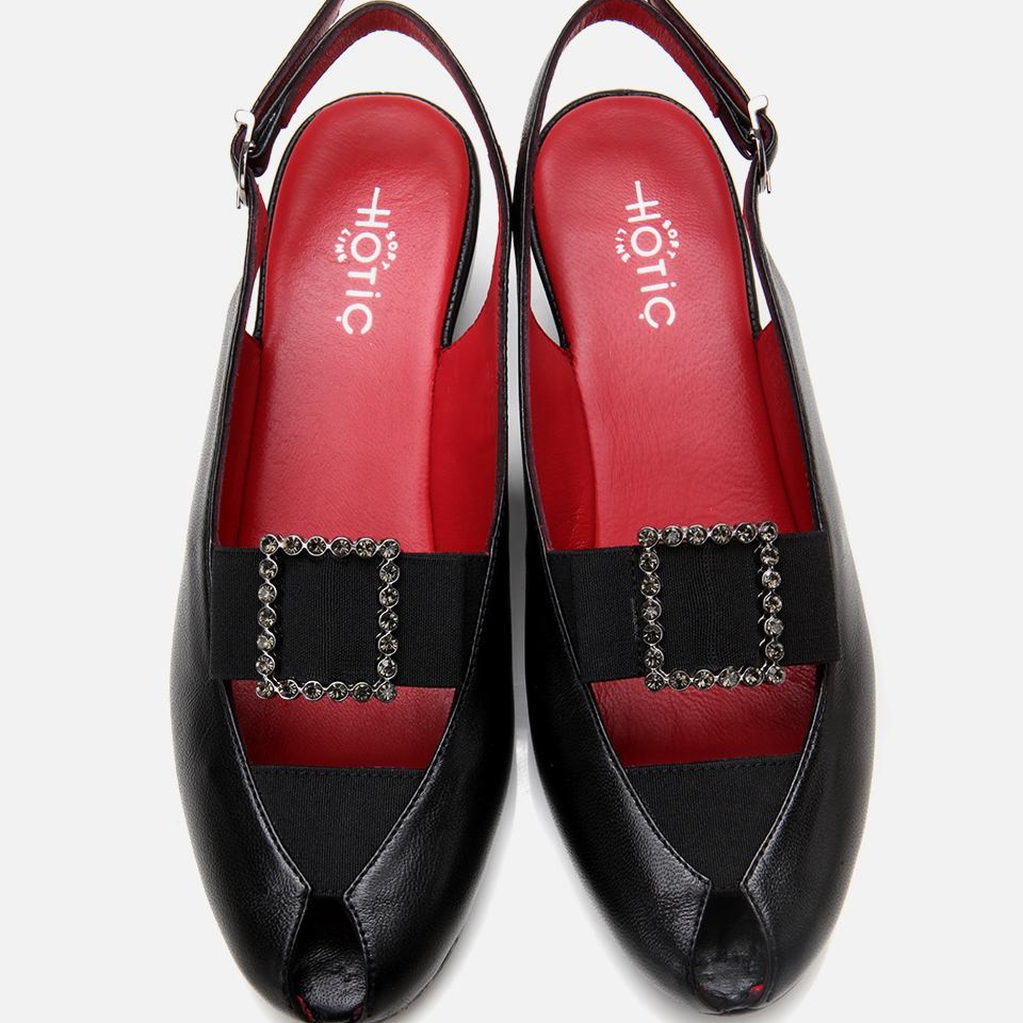 Kadın Deri Siyah Tokalı Esnek Dolgu Topuklu Sandalet