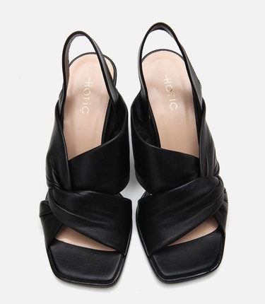  Kadın Deri Siyah Yumuşak Dokulu Topuklu Sandalet