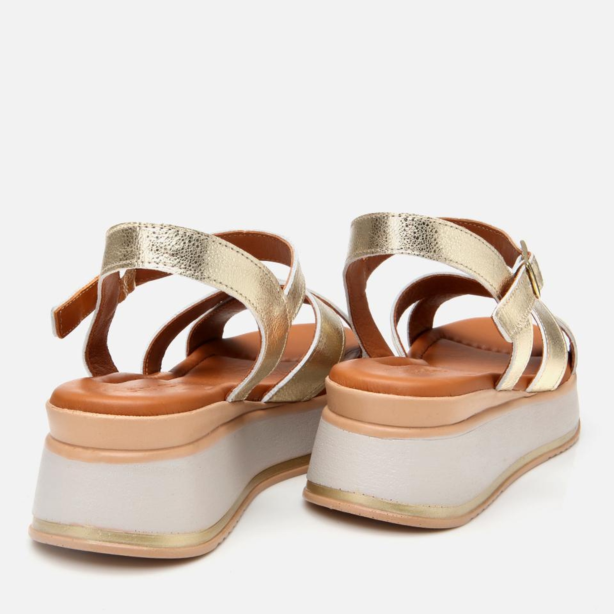 Kadın Deri Gold Dolgu Topuklu Sandalet