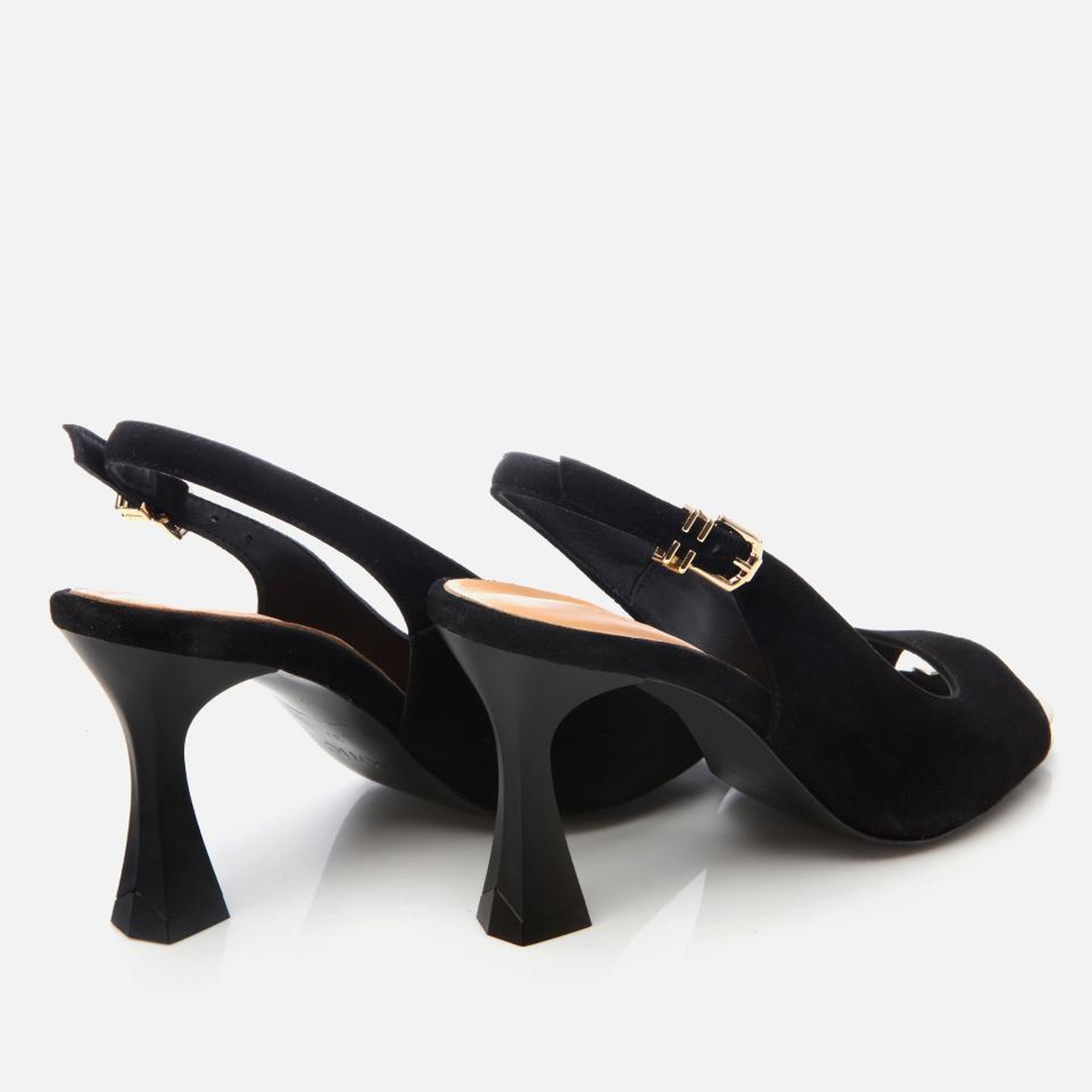 Kadın Süet Deri Siyah Topuklu Sandalet