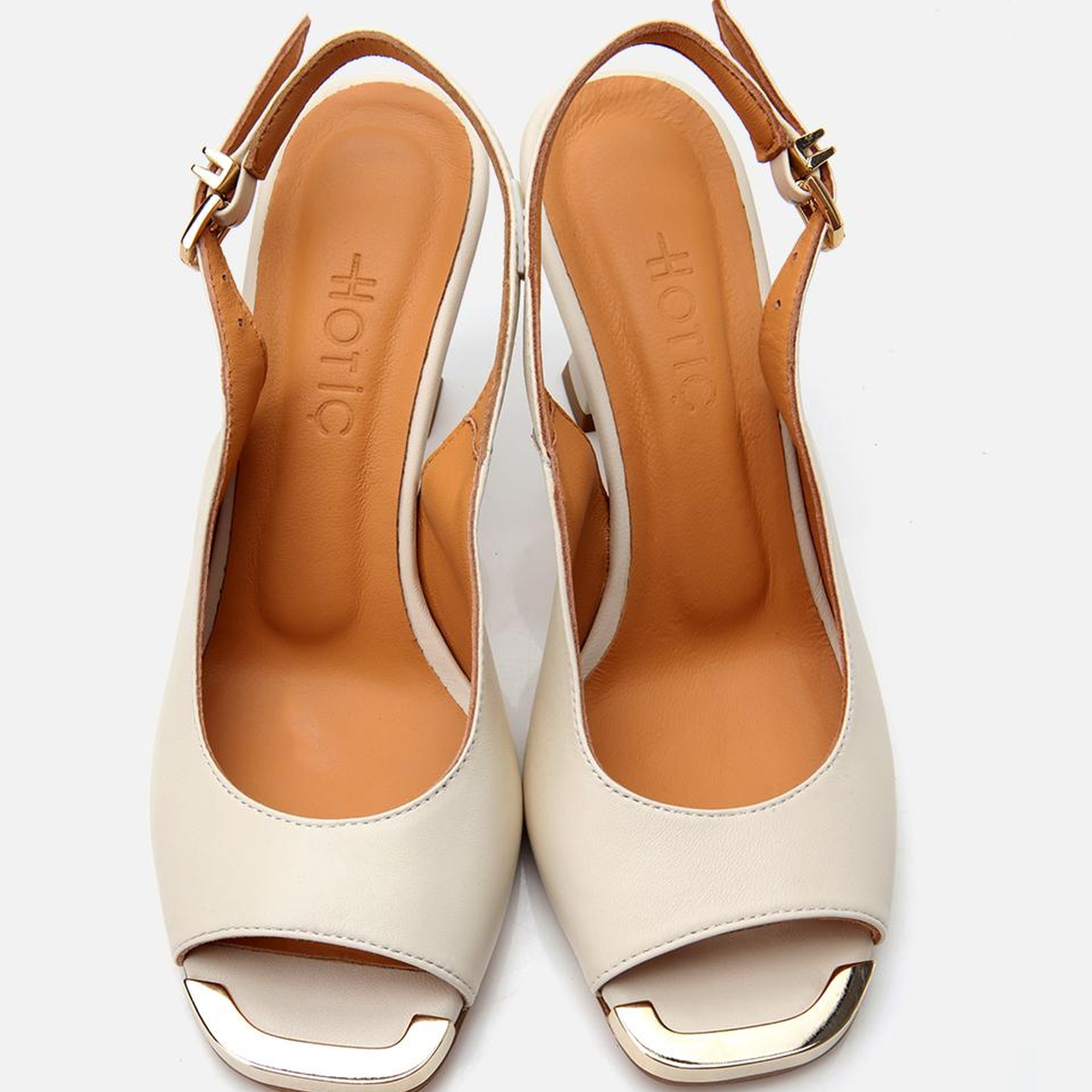 Kadın Deri Ekru Topuklu Sandalet