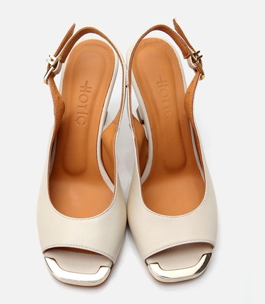  Kadın Deri Ekru Topuklu Sandalet