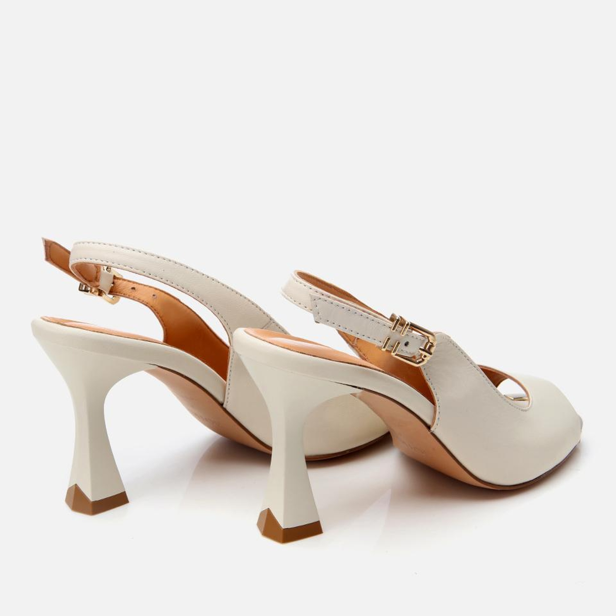 Kadın Deri Ekru Topuklu Sandalet