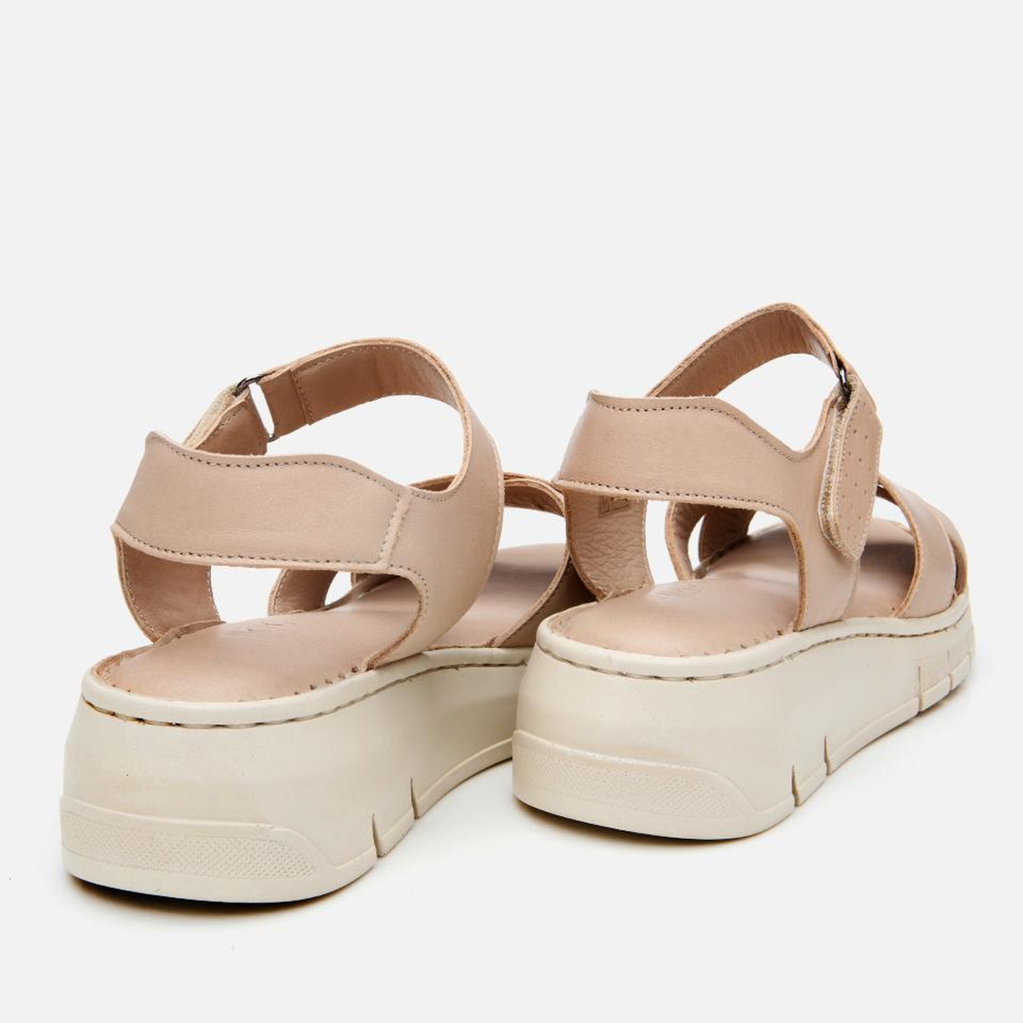 Kadın Deri Bej Ayarlanabilir Comfort Sandalet