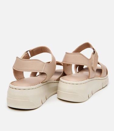  Kadın Deri Bej Ayarlanabilir Comfort Sandalet