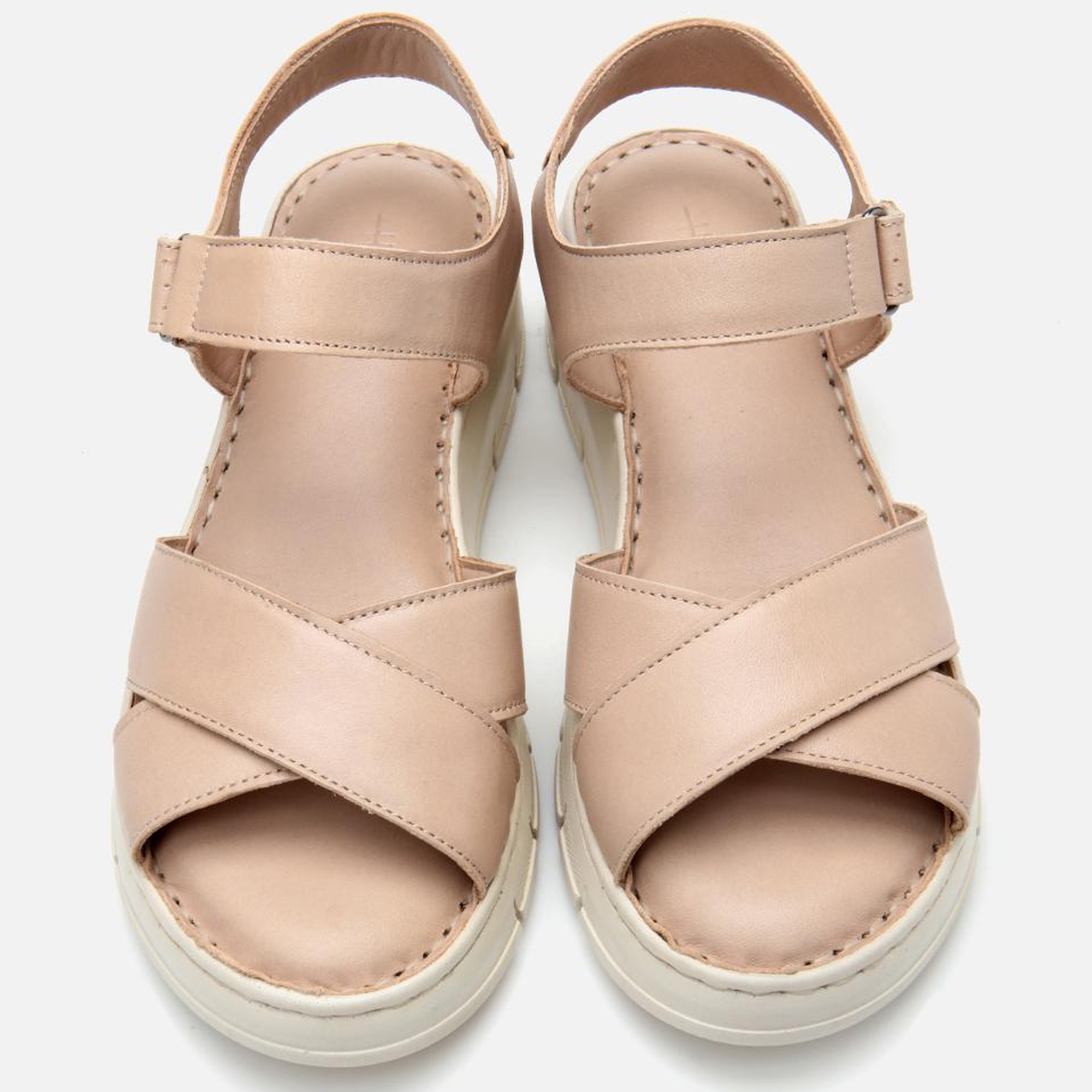 Kadın Deri Bej Ayarlanabilir Comfort Sandalet