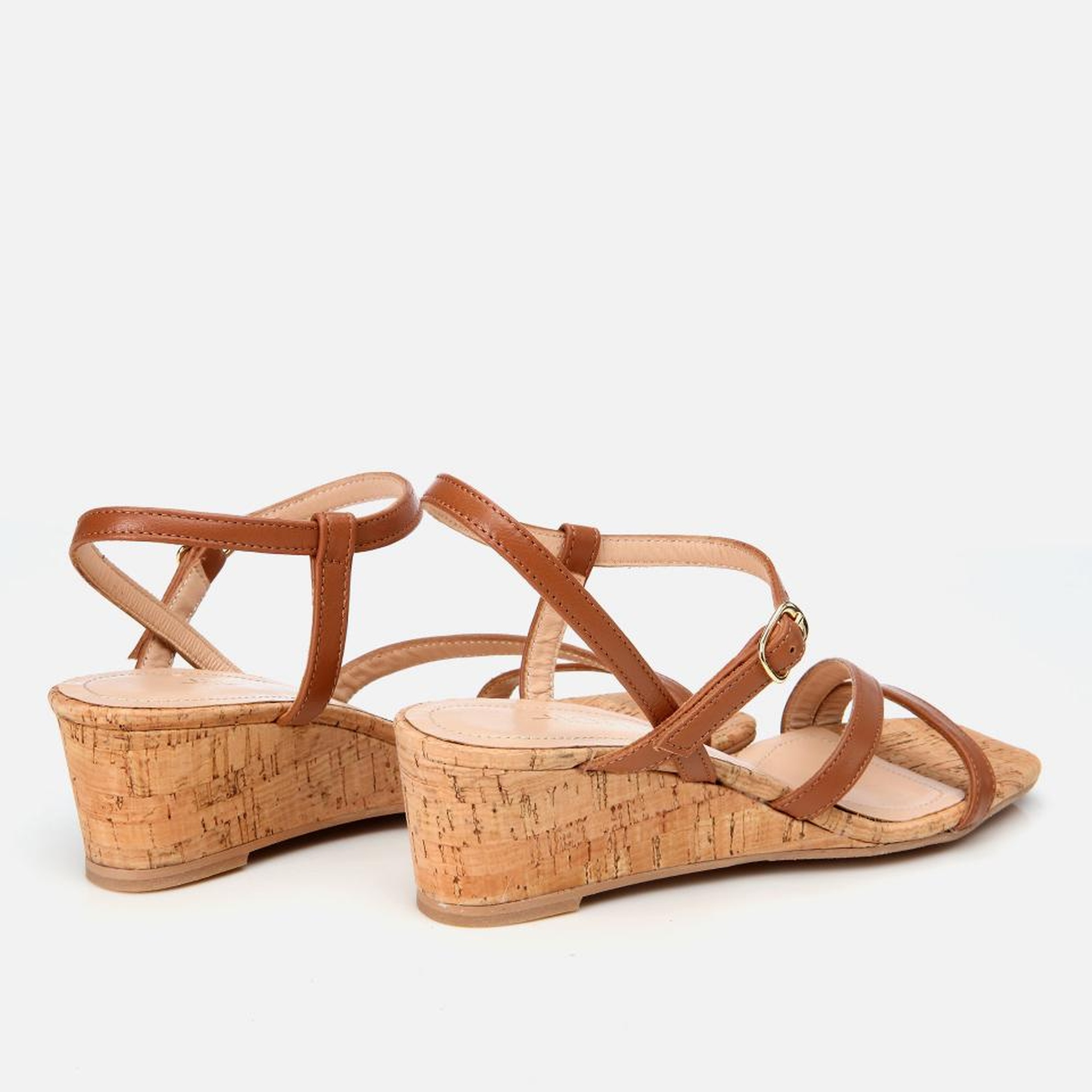 Kadın Deri Taba Dolgu Topuklu Sandalet