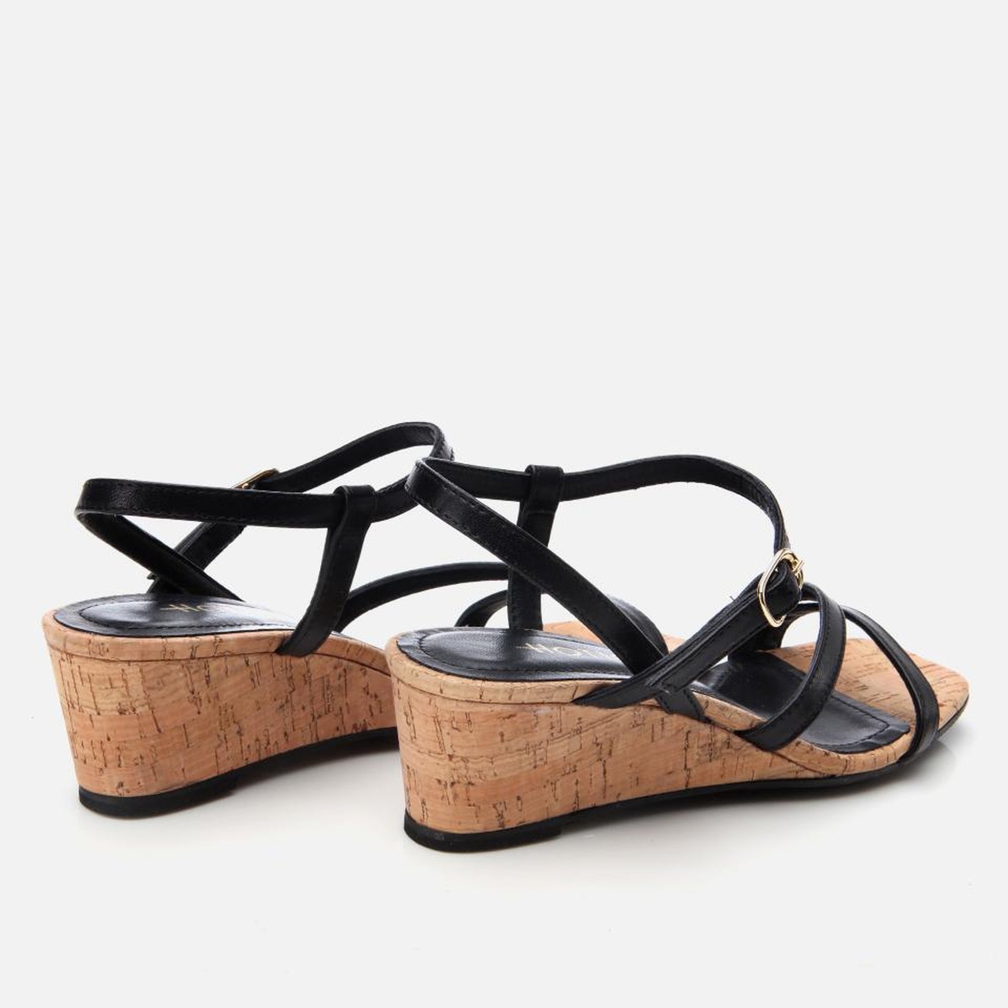 Kadın Deri Siyah Dolgu Topuklu Sandalet