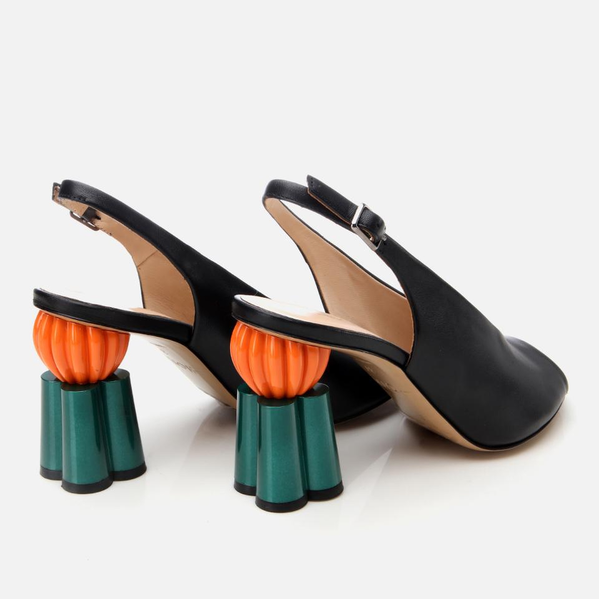 Kadın Deri Siyah Kalın Topuklu Sandalet