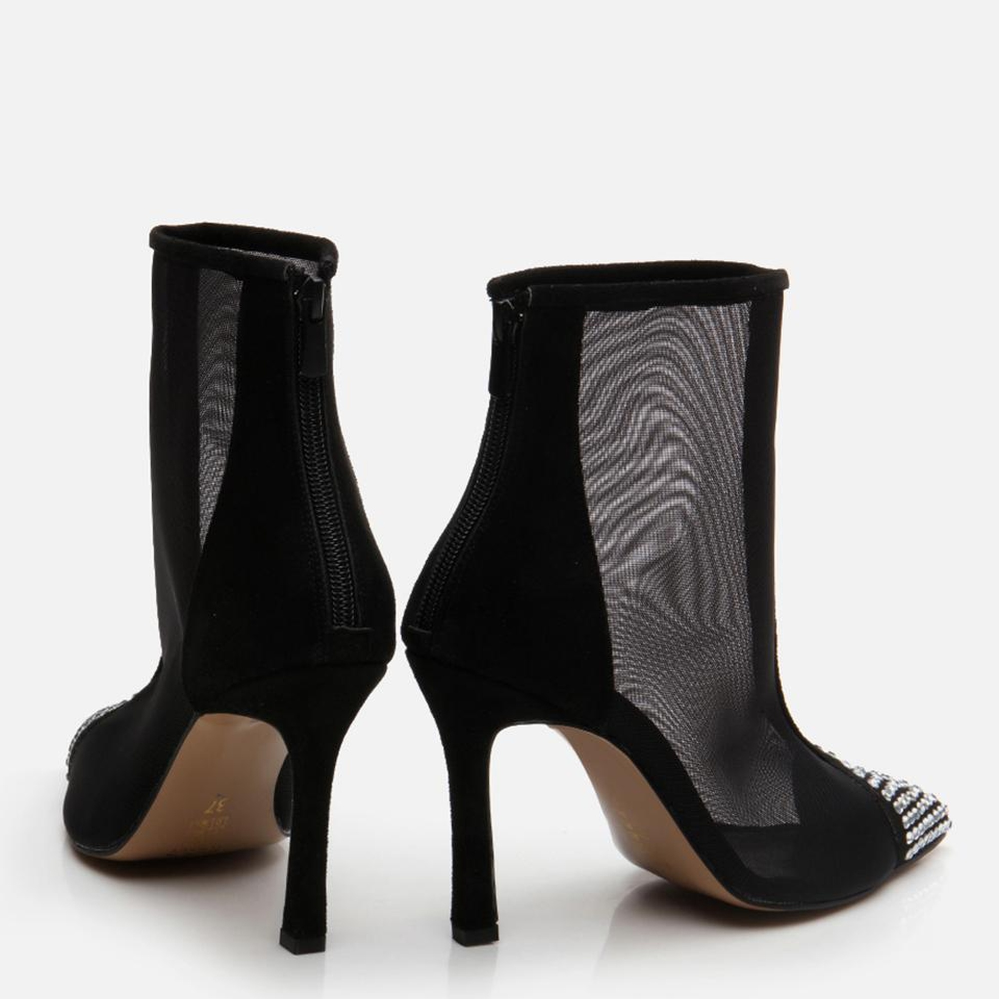 Kadın Siyah Tül/Taş Detaylı Topuklu Bot