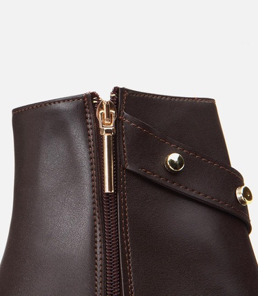  Kadın Kahverengi  Tokalı Topuklu Bot