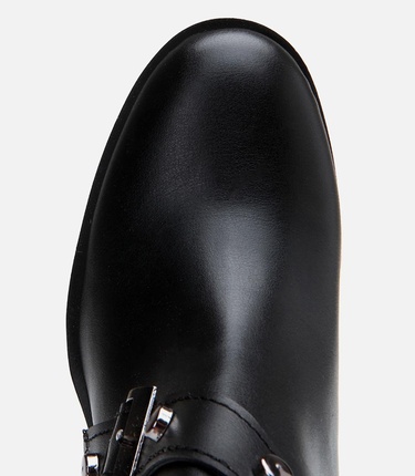  Kadın Siyah Tokalı Topuklu Bot