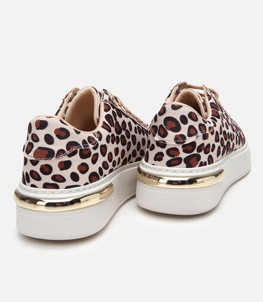  Kadın Bej Yaya Leopar Desenli Spor Ayakkabı