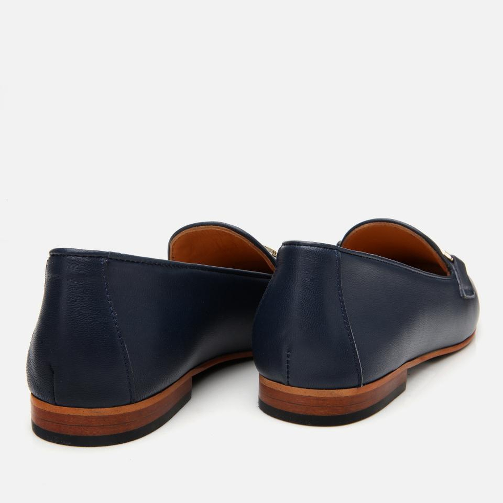 Kadın Deri Lacivert Tokalı Klasik Loafer