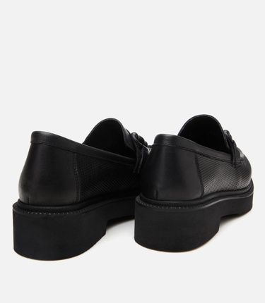  Kadın Deri Siyah Tokalı Klasik Loafer