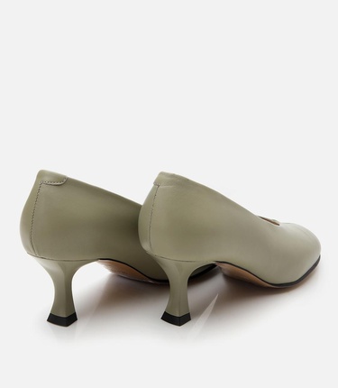  Kadın Deri Yeşil İnce Topuklu Ayakkabı