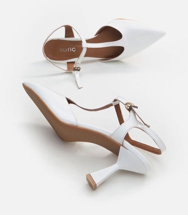  Kadın Deri Beyaz İnce Topuklu Stiletto
