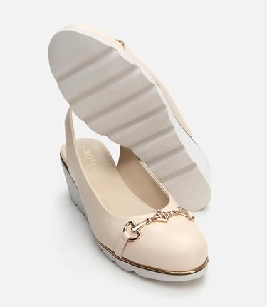  Kadın Deri Bej Kalın Topuk