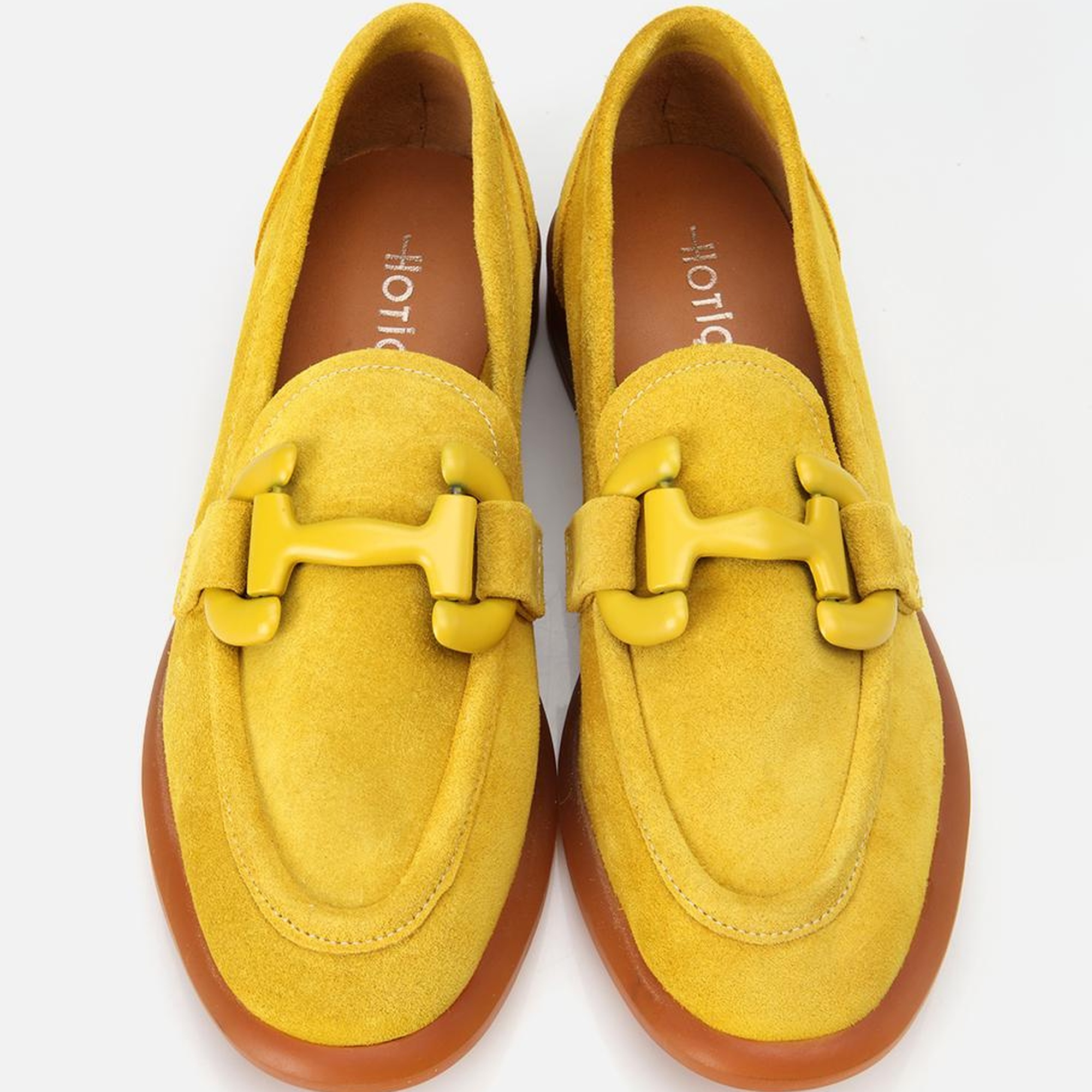Kadın Süet Deri Sarı Esnek Tabanlı Günlük Loafer