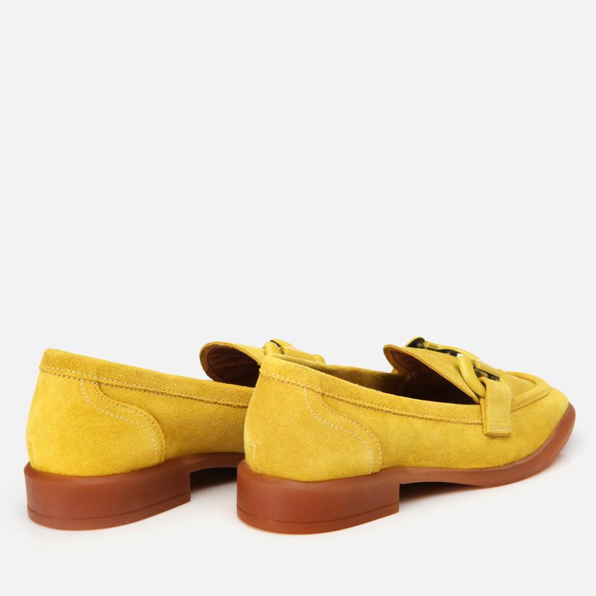 Kadın Süet Deri Sarı Esnek Tabanlı Günlük Loafer