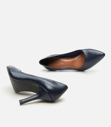  Kadın Deri Lacivert Stiletto