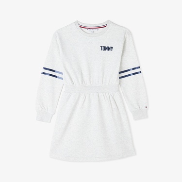  Tommy Hilfiger Satin Applique Çocuk Gri Elbise