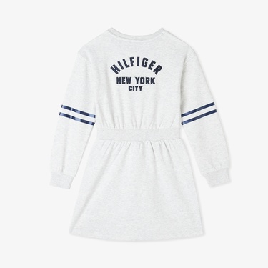 Tommy Hilfiger Satin Applique Çocuk Gri Elbise